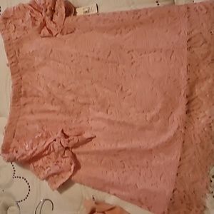 Pink off the shoulder lace top